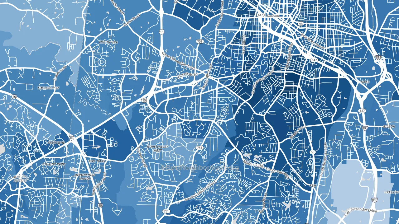 27707, NC block-group political-lean map