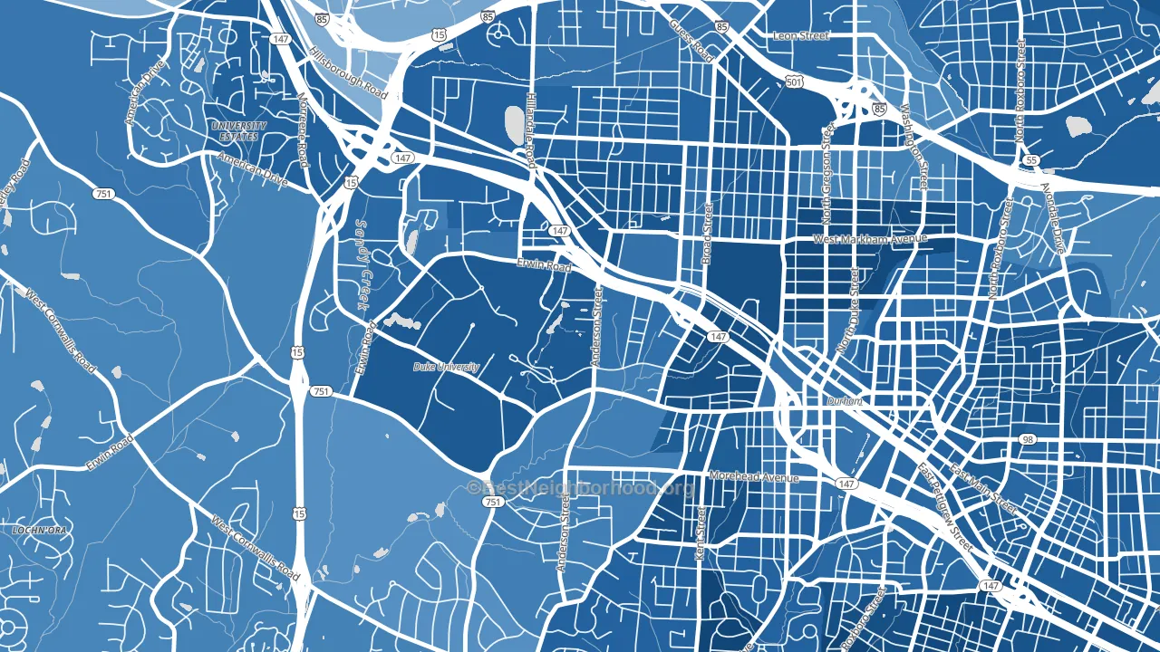 27708, NC block-group political-lean map