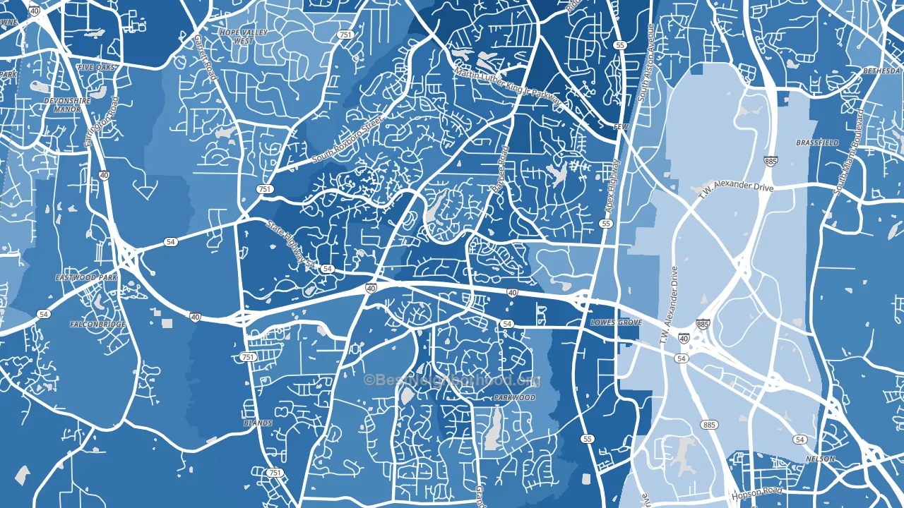 27713, NC block-group political-lean map