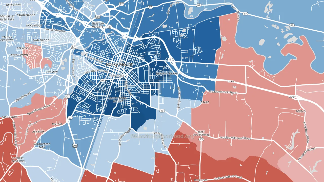 27801, NC block-group political-lean map
