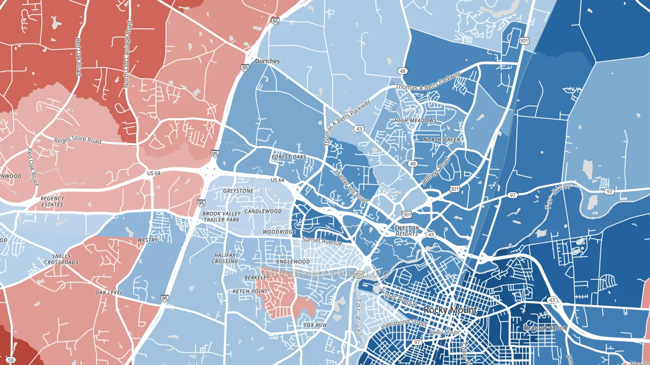27804, NC block-group political-lean map