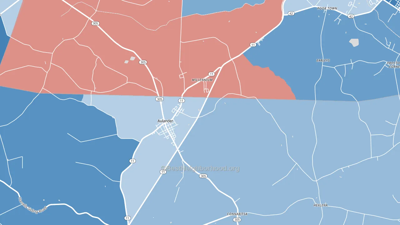 27805, NC block-group political-lean map