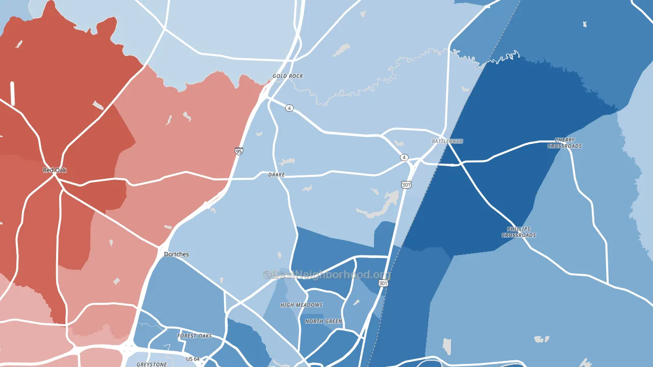 27809, NC block-group political-lean map