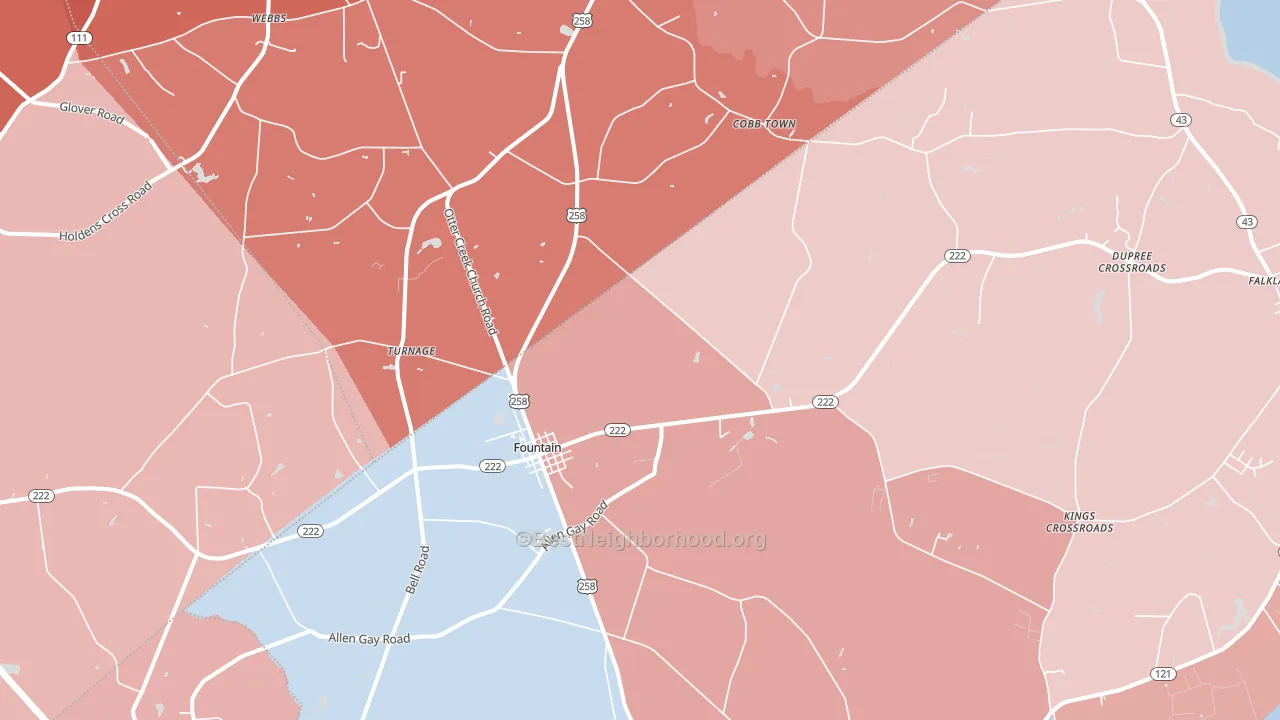 27829, NC block-group political-lean map