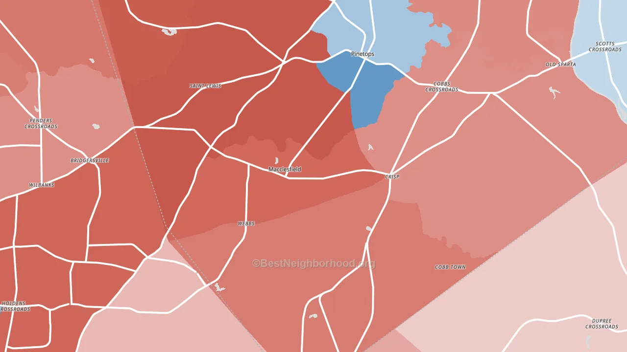27852, NC block-group political-lean map