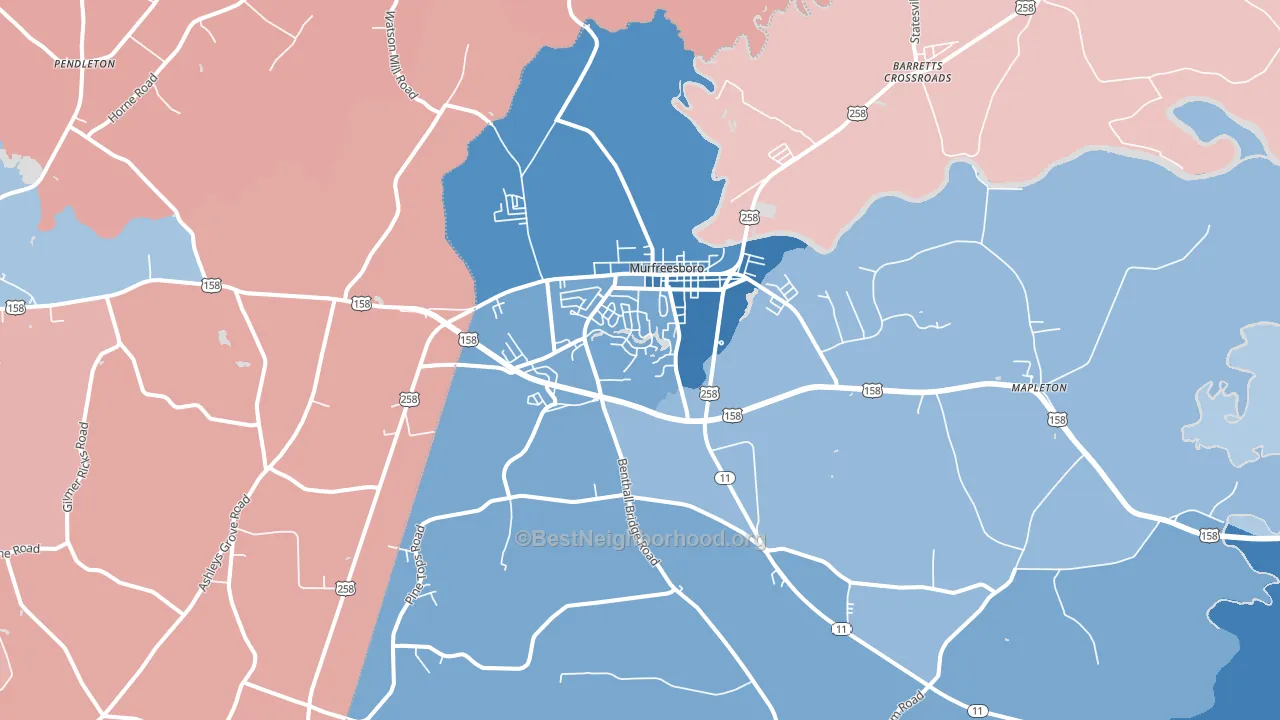 27855, NC block-group political-lean map