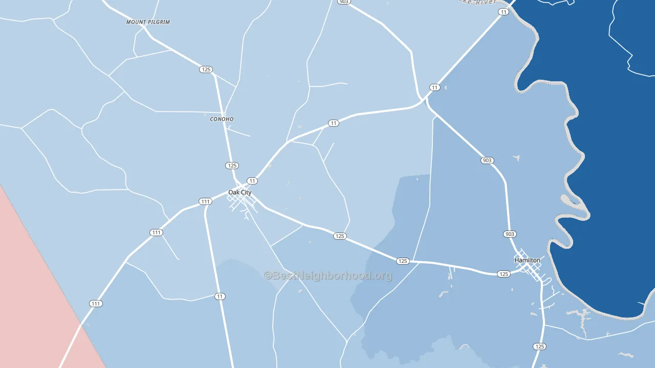 27857, NC block-group political-lean map