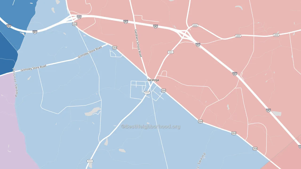 27873, NC block-group political-lean map