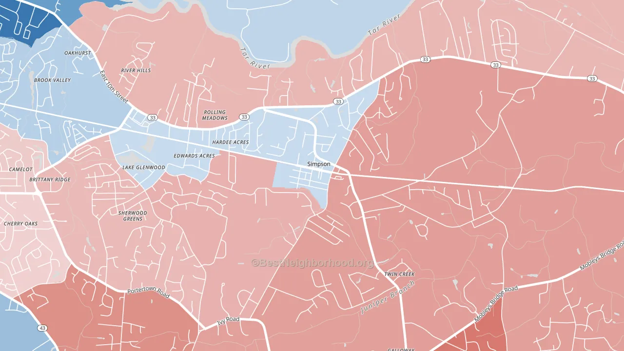 27879, NC block-group political-lean map
