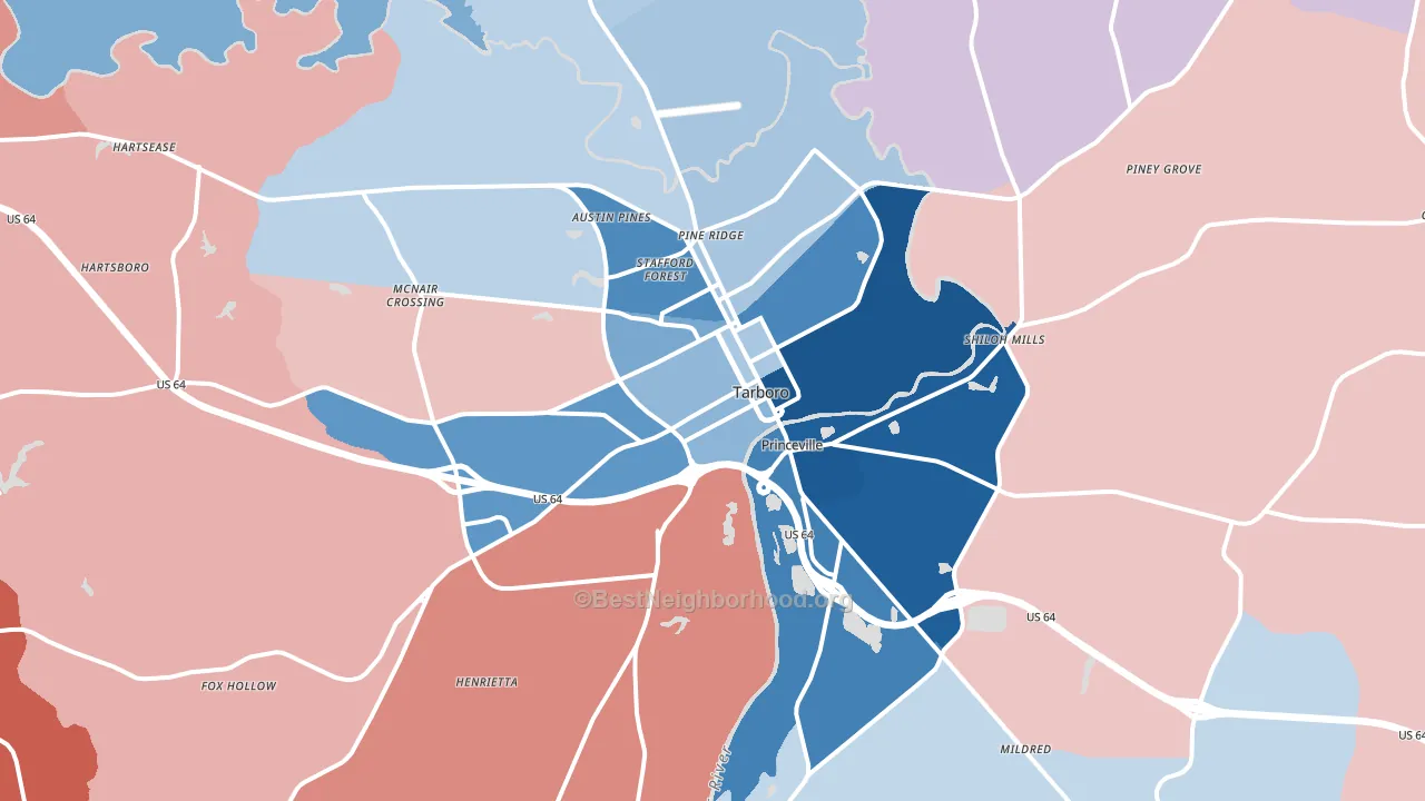 27886, NC block-group political-lean map