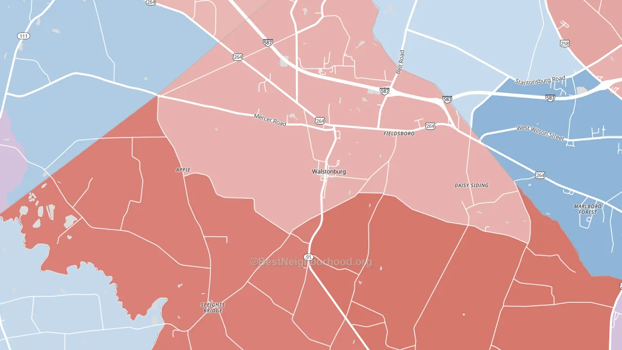27888, NC block-group political-lean map