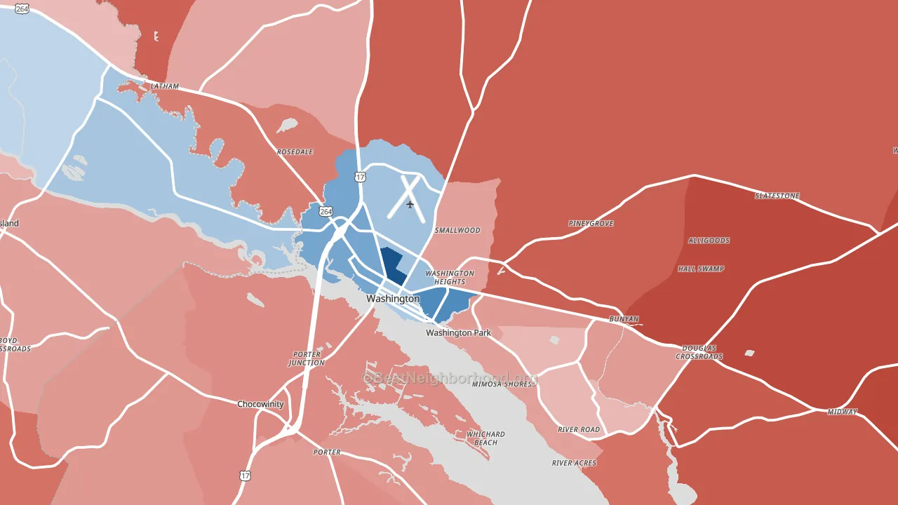 27889, NC block-group political-lean map