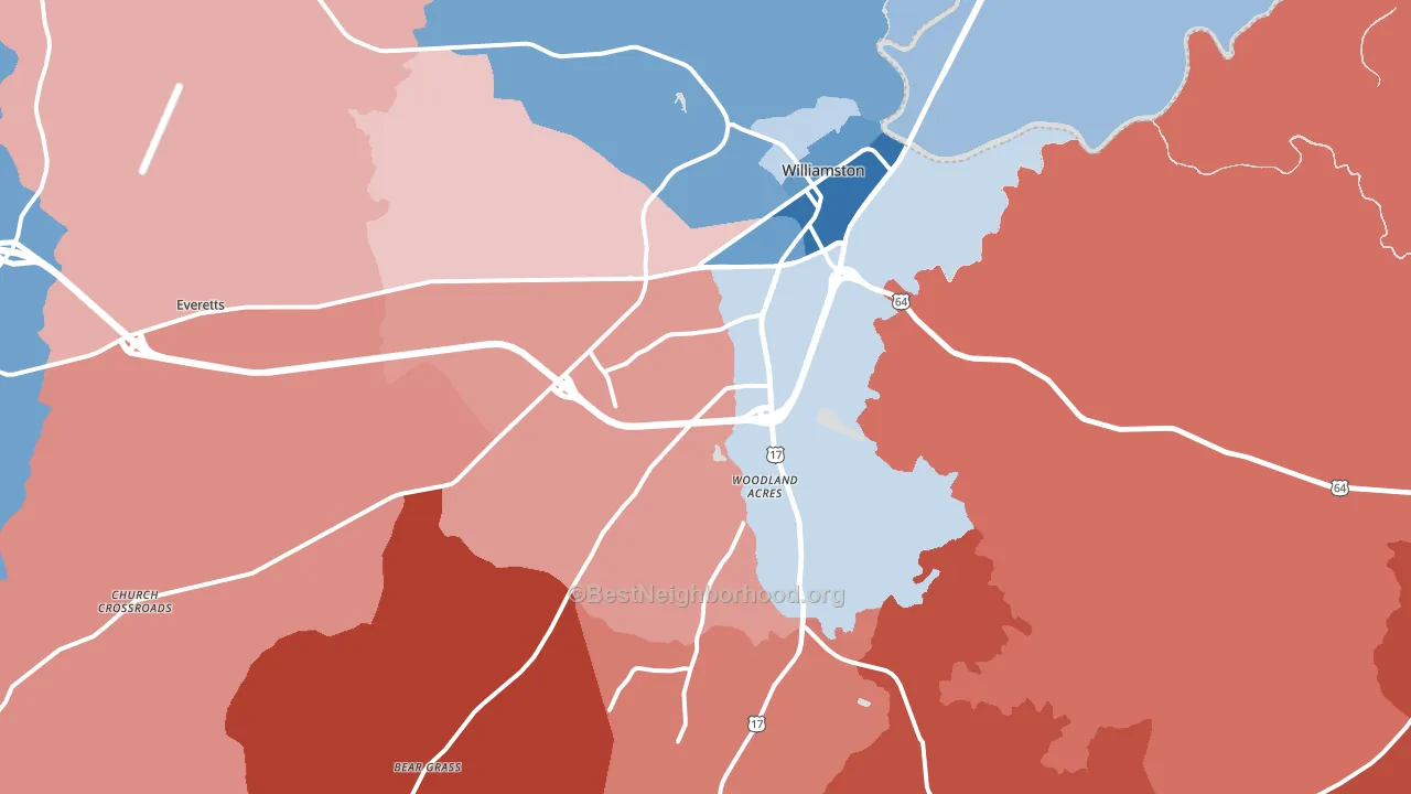 27892, NC block-group political-lean map