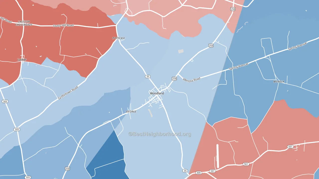 27897, NC block-group political-lean map