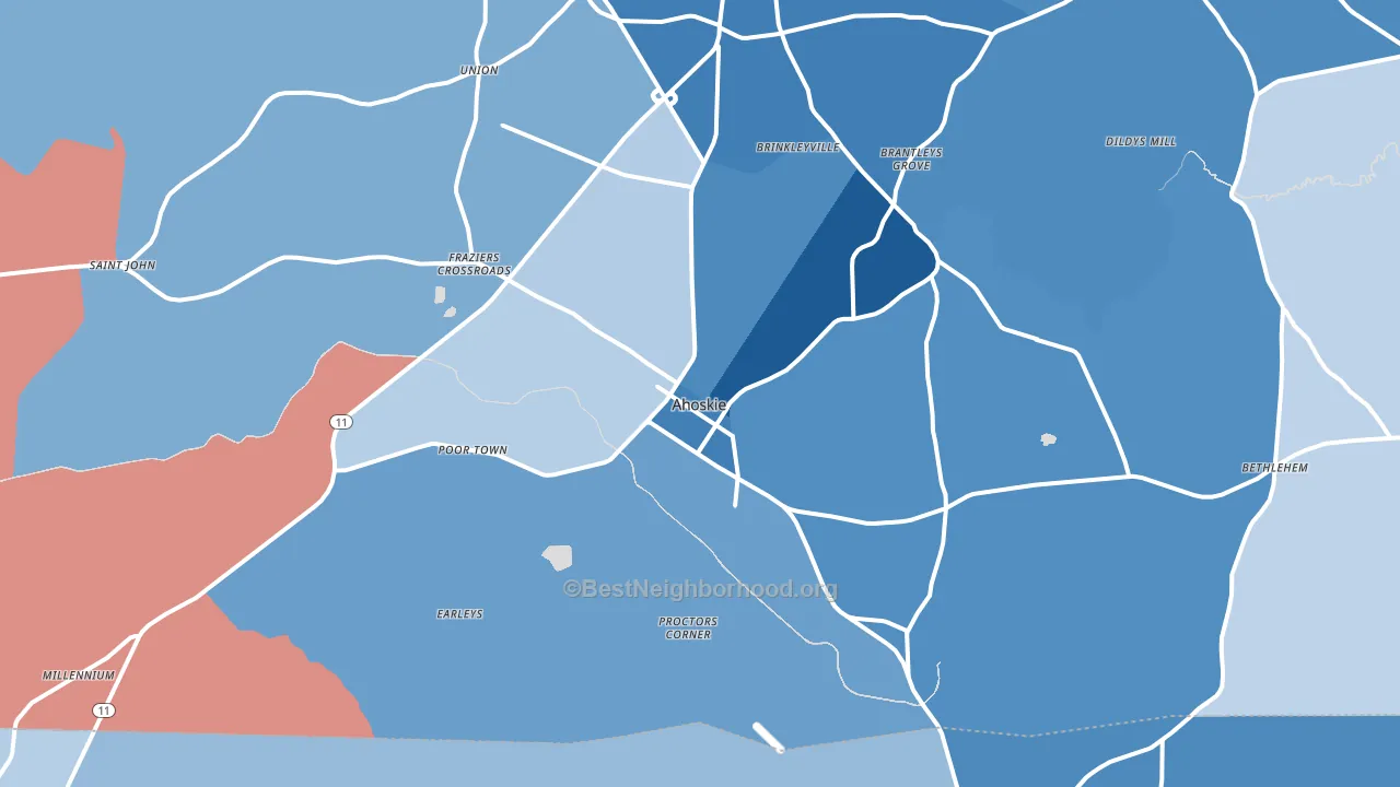 27910, NC block-group political-lean map