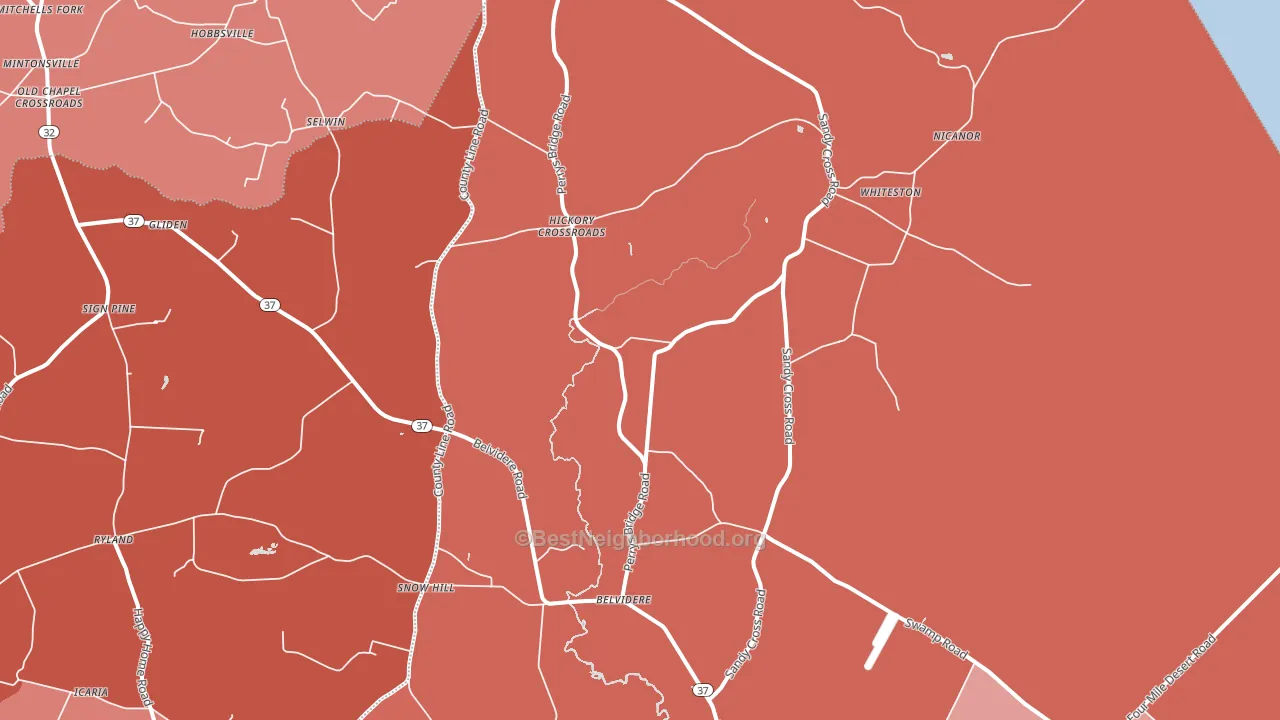 27919, NC block-group political-lean map