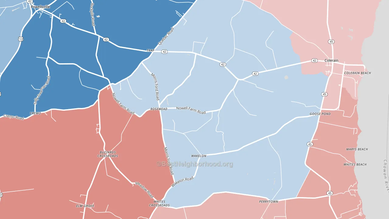 27924, NC block-group political-lean map