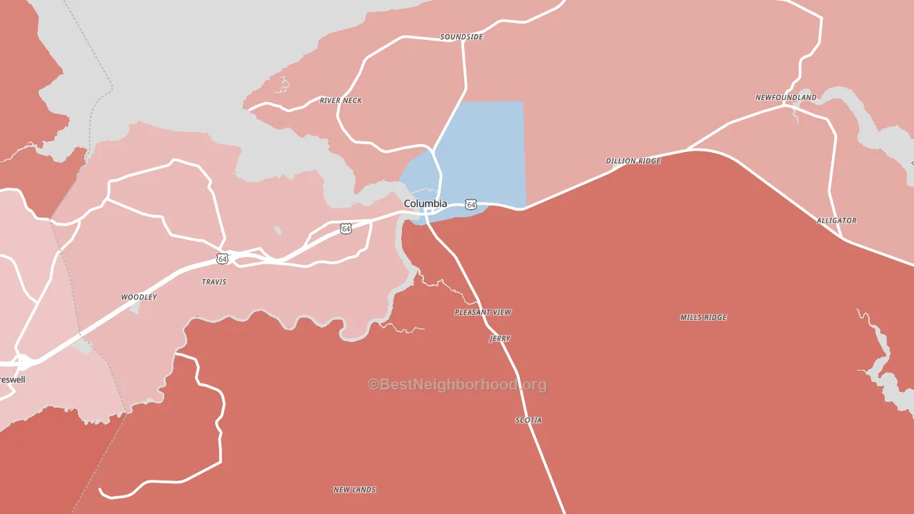 27925, NC block-group political-lean map