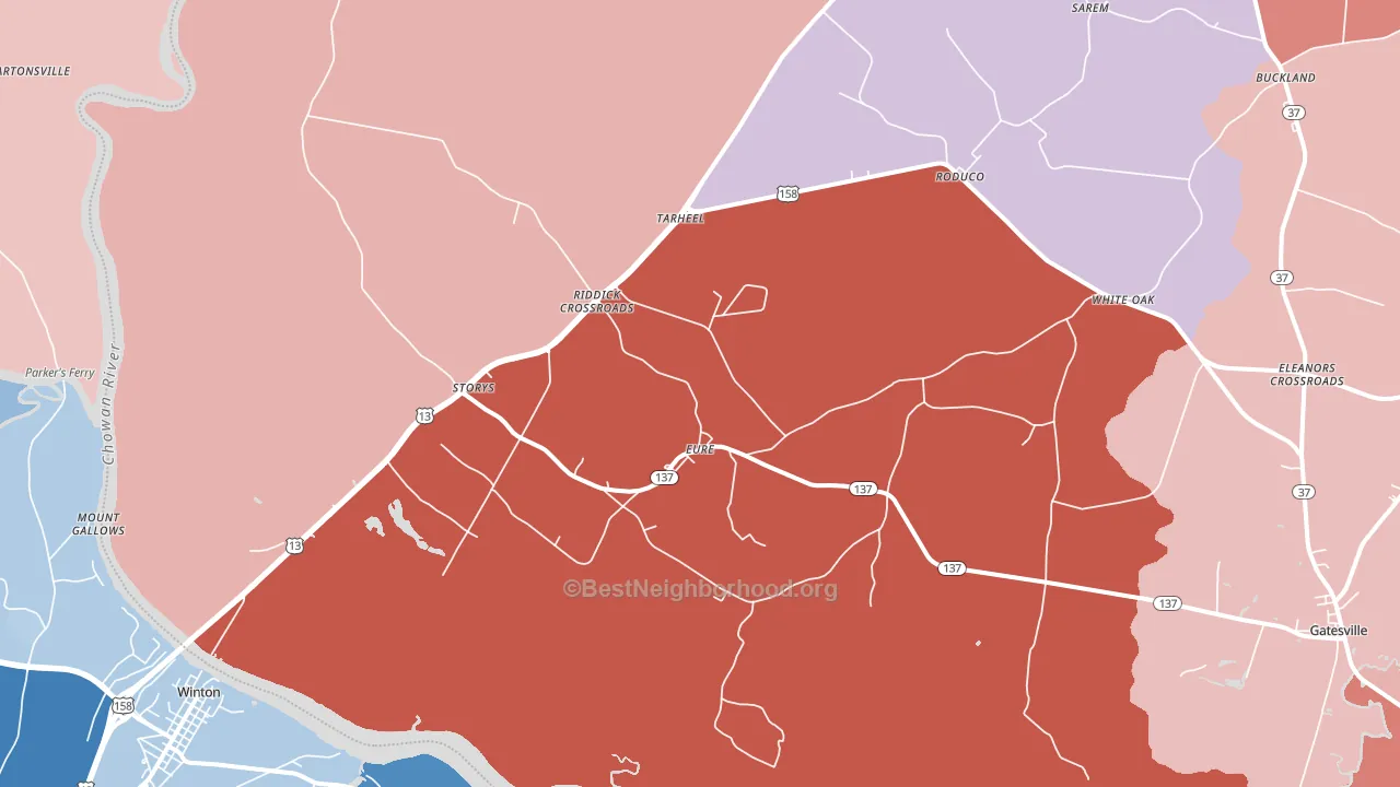 27935, NC block-group political-lean map