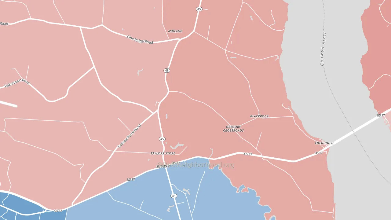 27957, NC block-group political-lean map