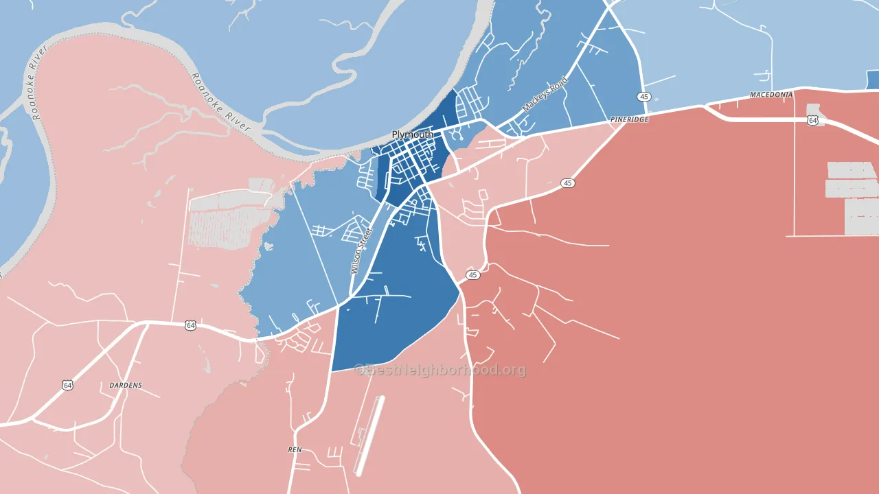27962, NC block-group political-lean map