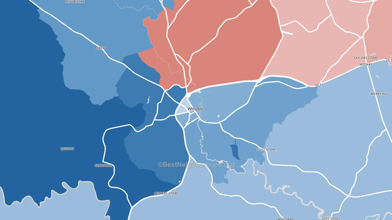 27983, NC block-group political-lean map