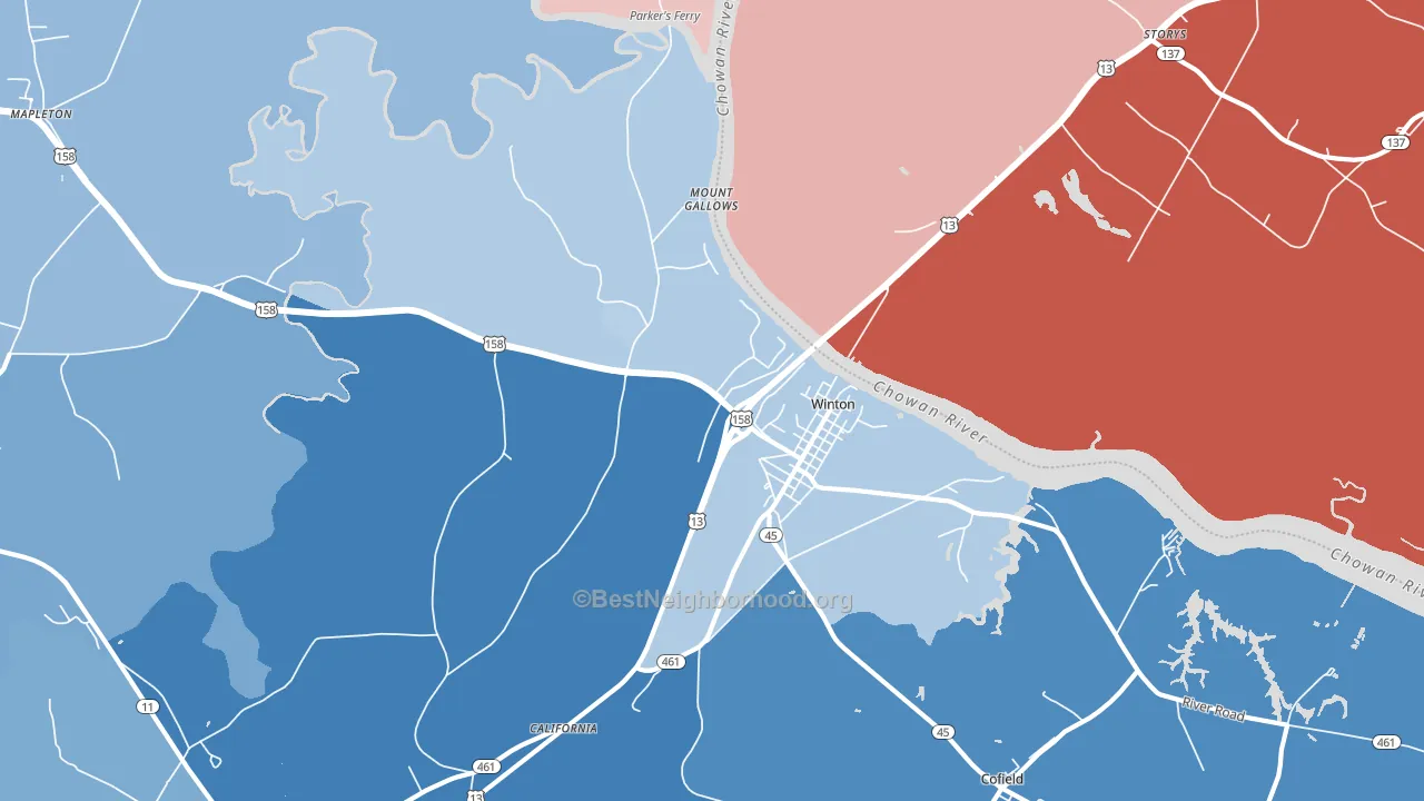 27986, NC block-group political-lean map
