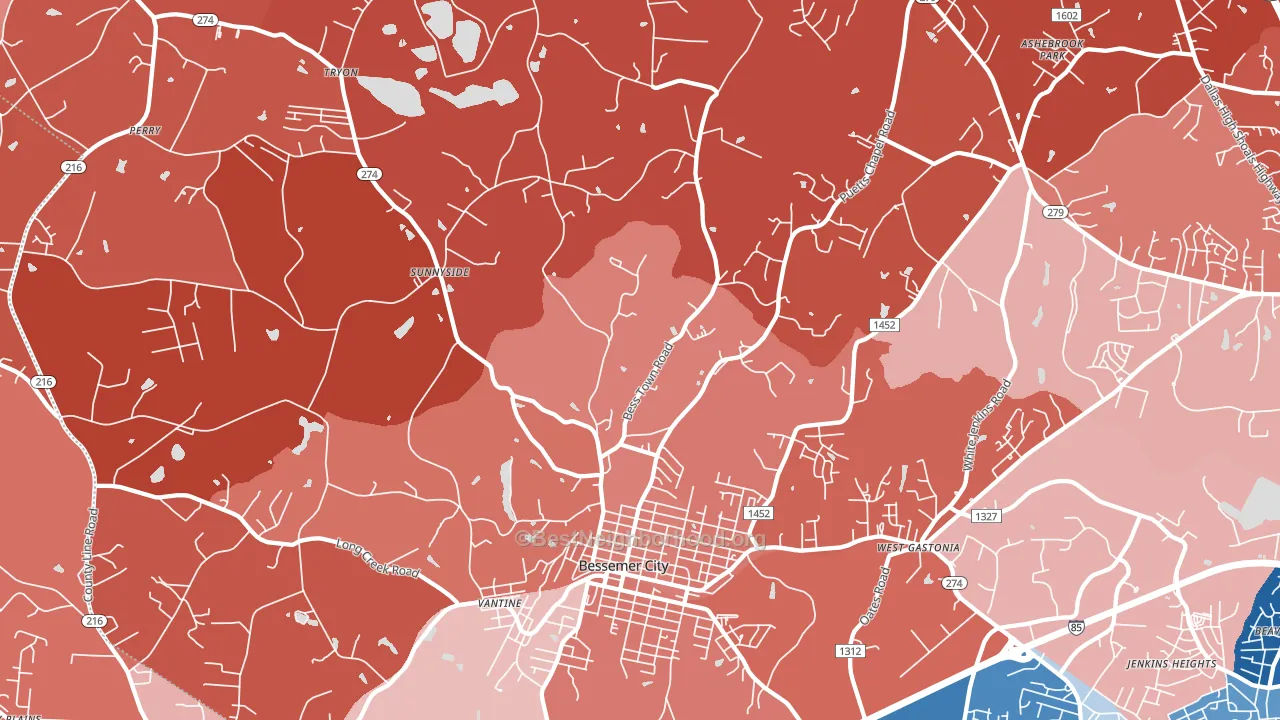 28016, NC block-group political-lean map