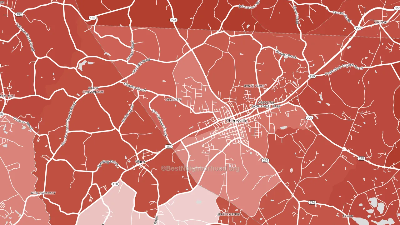 28021, NC block-group political-lean map