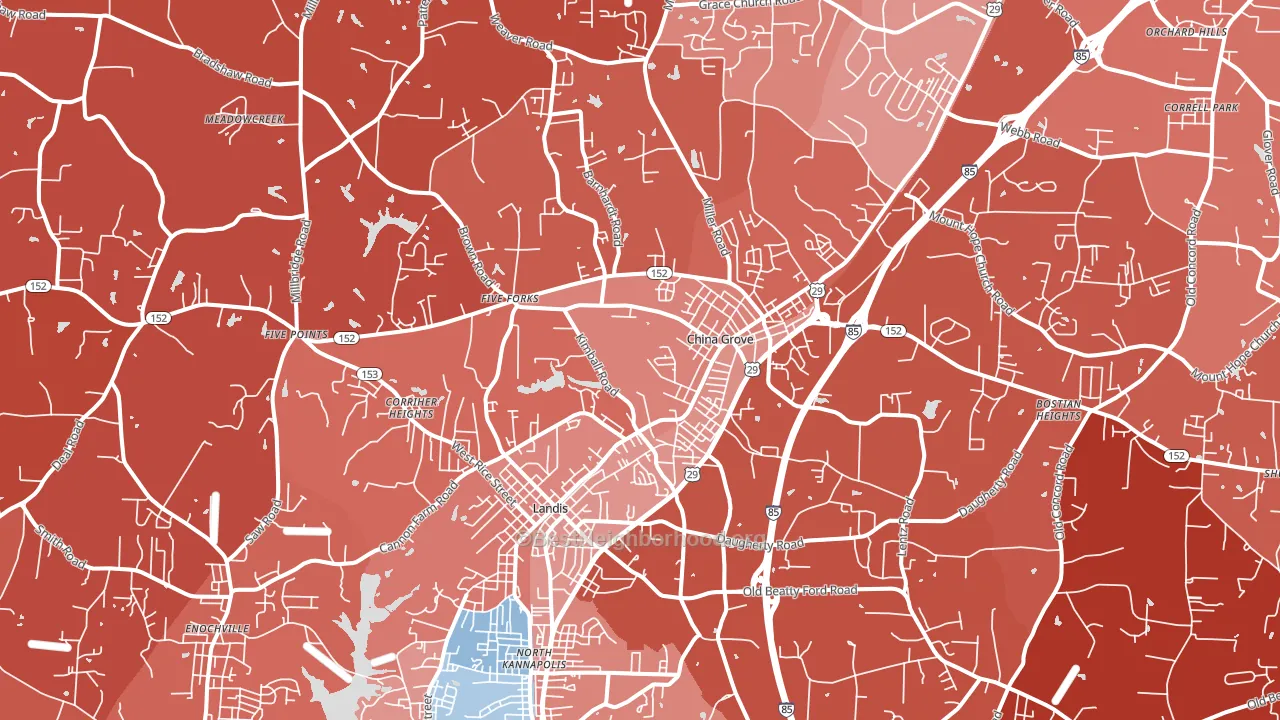 28023, NC block-group political-lean map
