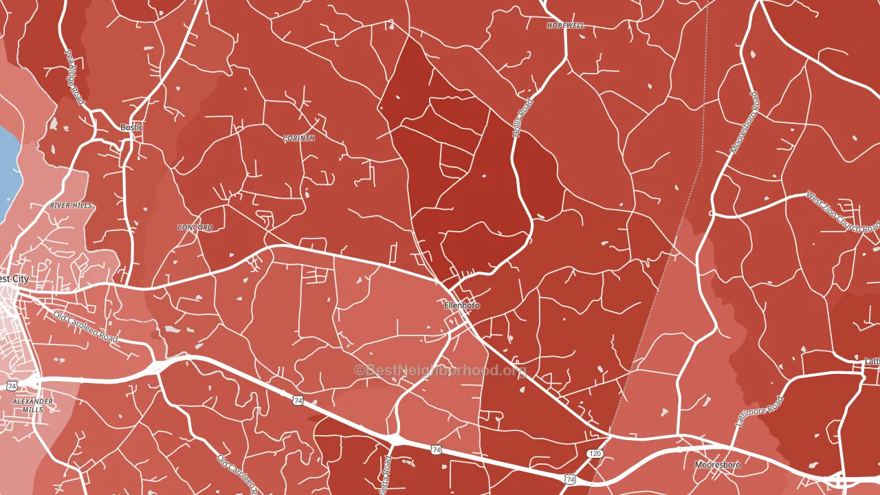 28040, NC block-group political-lean map