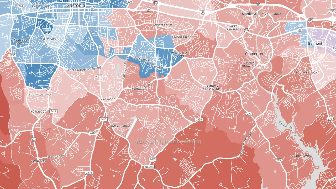 28056, NC block-group political-lean map