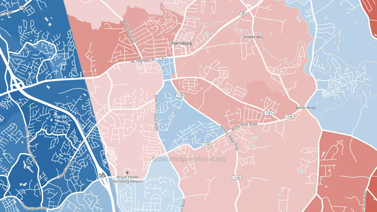 28075, NC block-group political-lean map