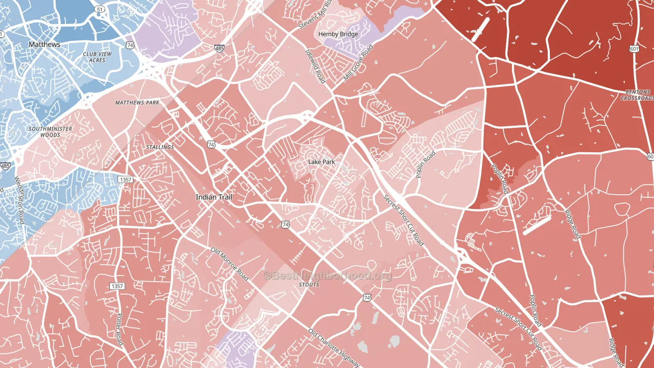 28079, NC block-group political-lean map