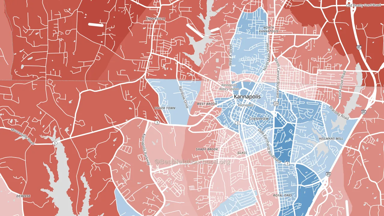 28081, NC block-group political-lean map