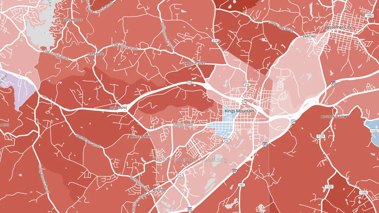28086, NC block-group political-lean map