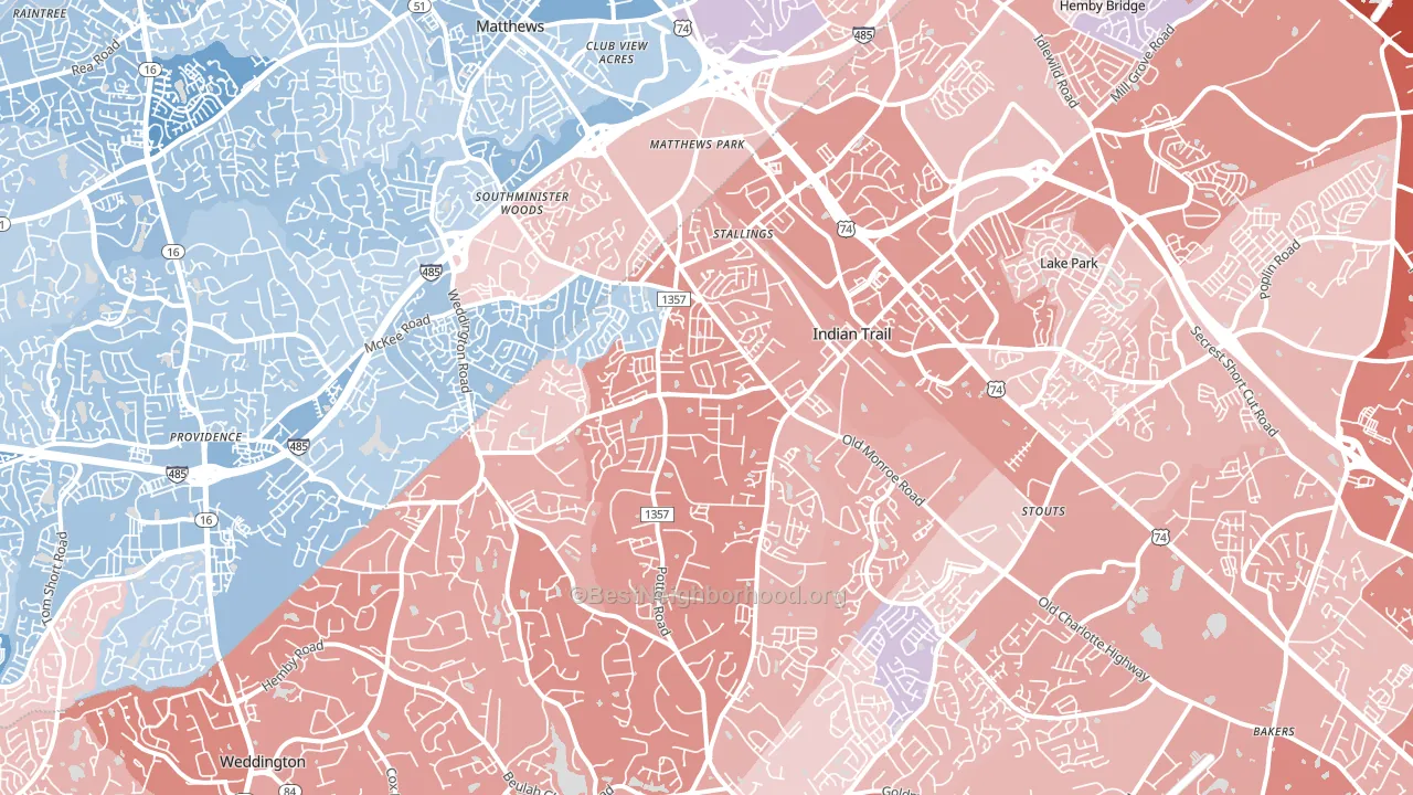 28104, NC block-group political-lean map