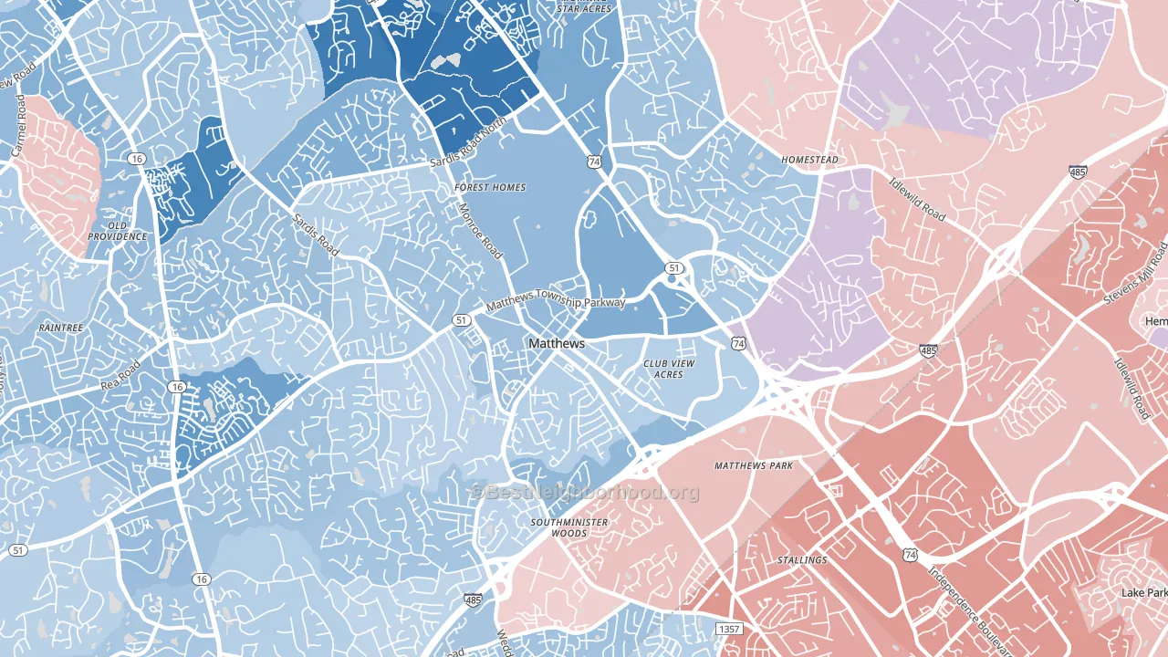 28105, NC block-group political-lean map