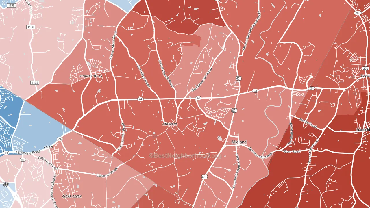 28107, NC block-group political-lean map