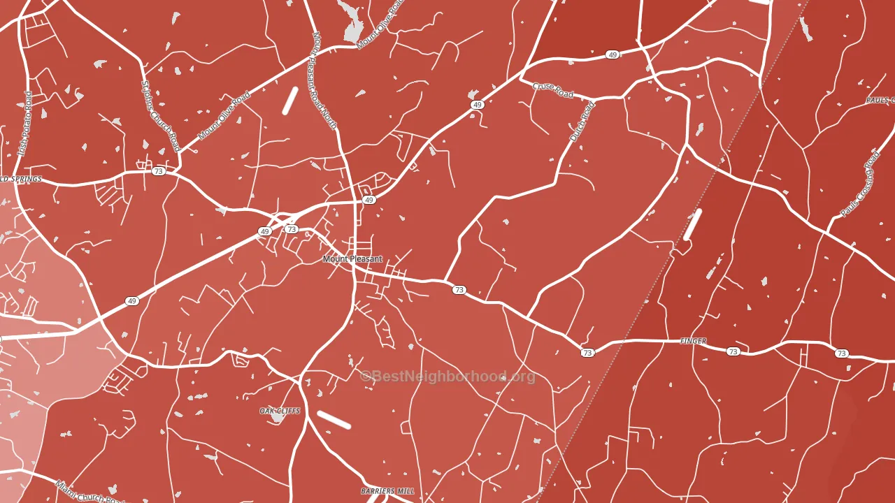 28124, NC block-group political-lean map