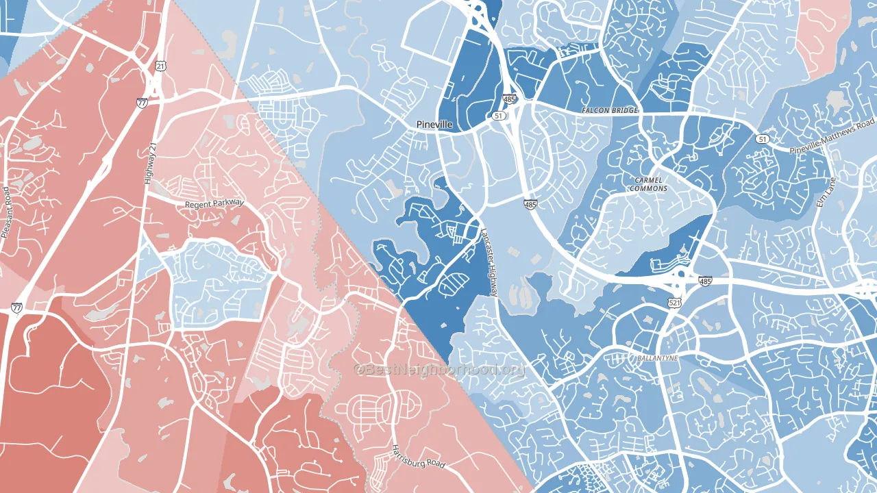 28134, NC block-group political-lean map