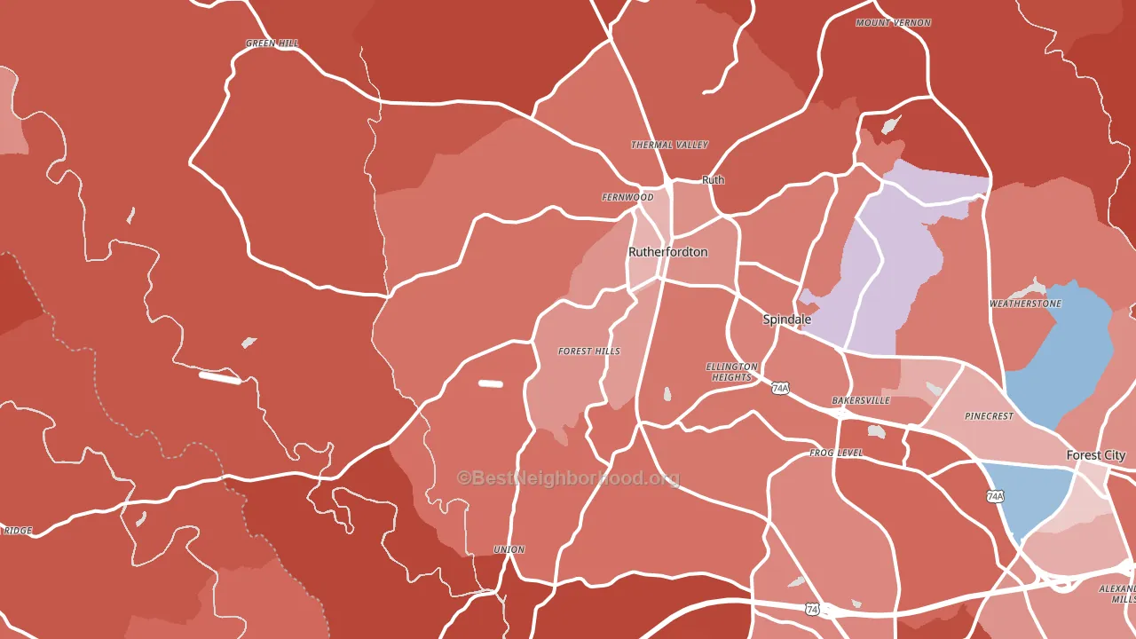 28139, NC block-group political-lean map