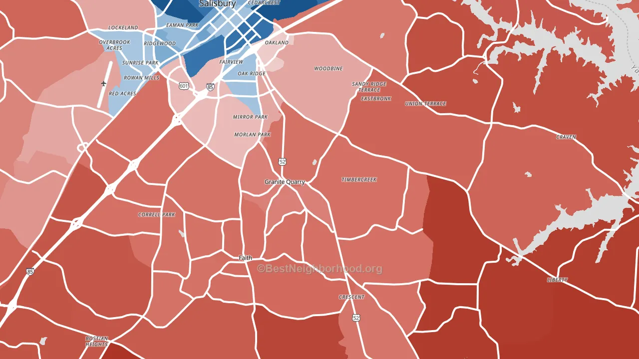 28146, NC block-group political-lean map