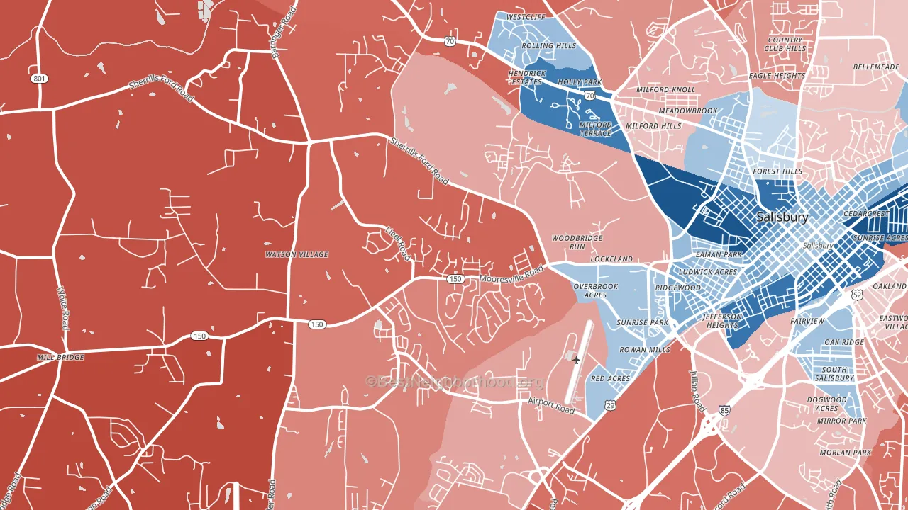 28147, NC block-group political-lean map