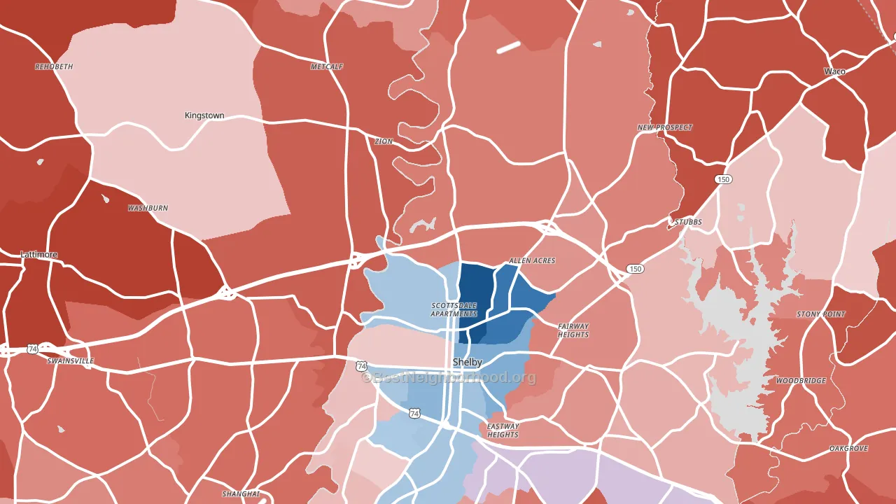 28150, NC block-group political-lean map
