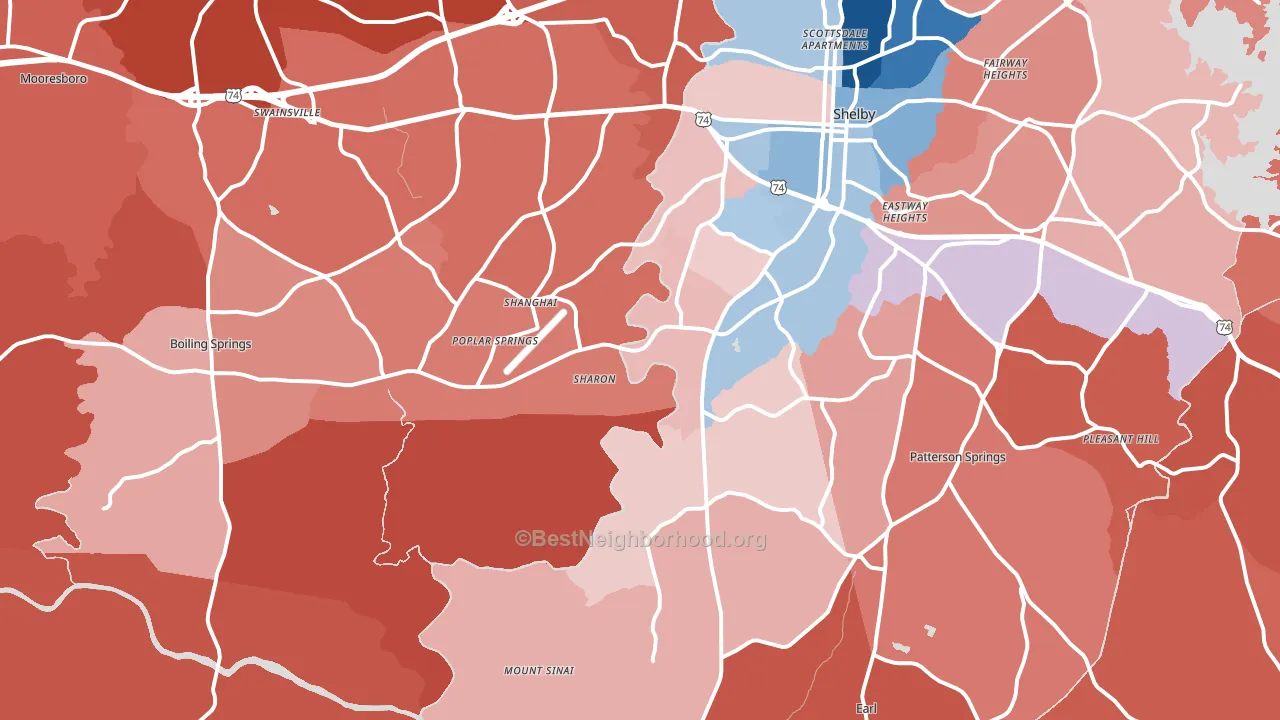 28152, NC block-group political-lean map