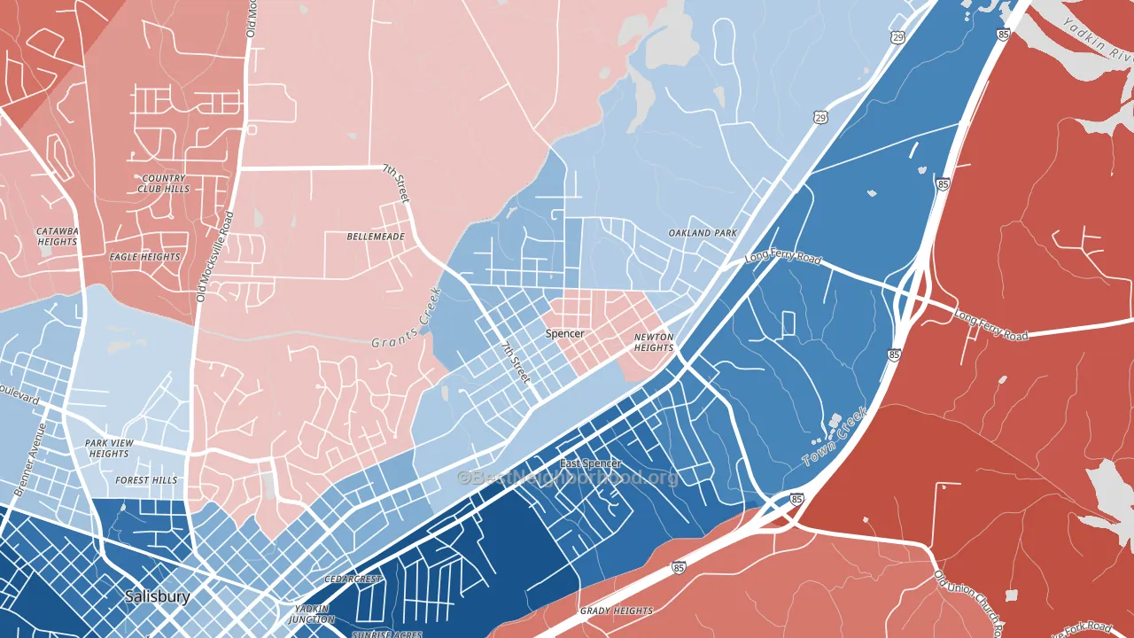 28159, NC block-group political-lean map