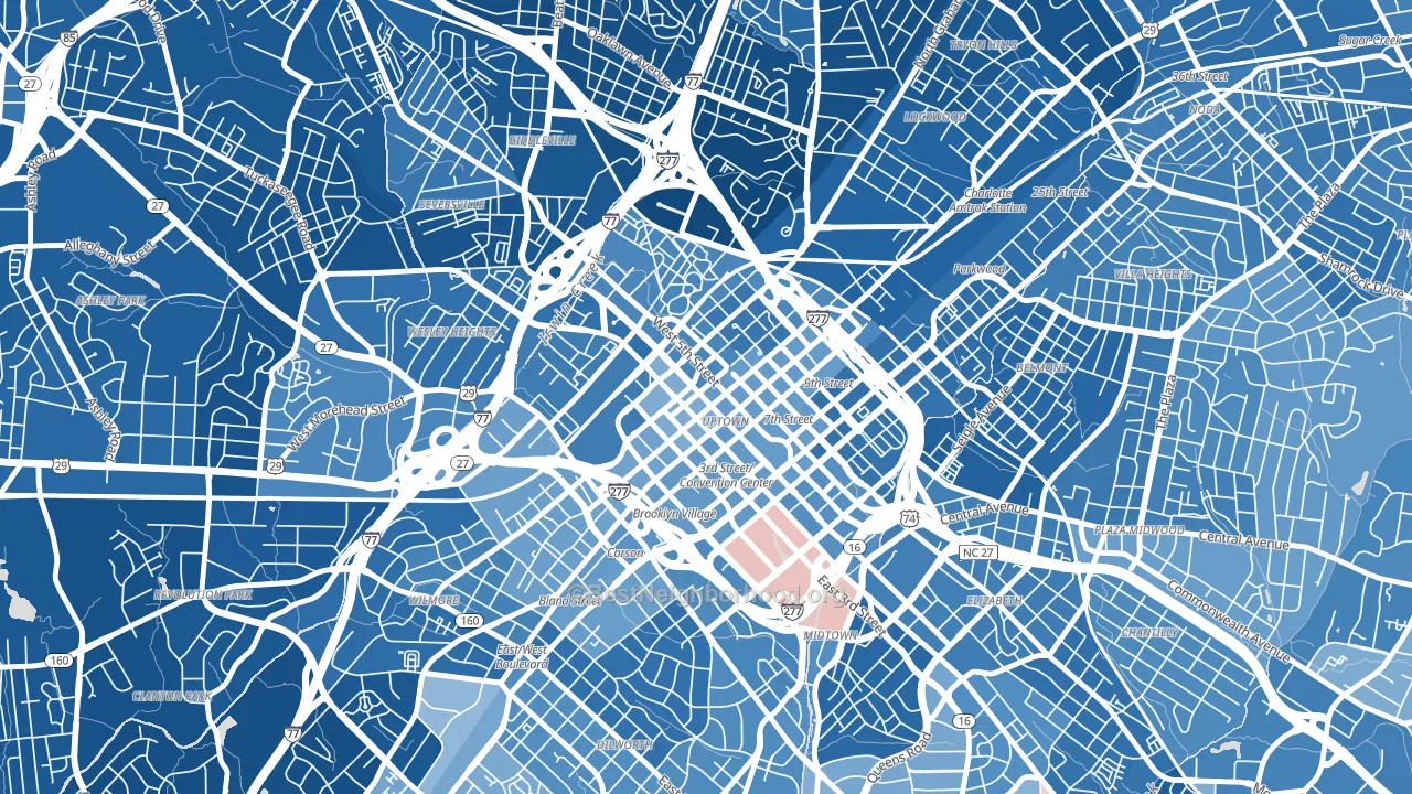 28202, NC block-group political-lean map