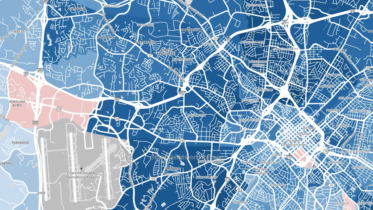 28208, NC block-group political-lean map