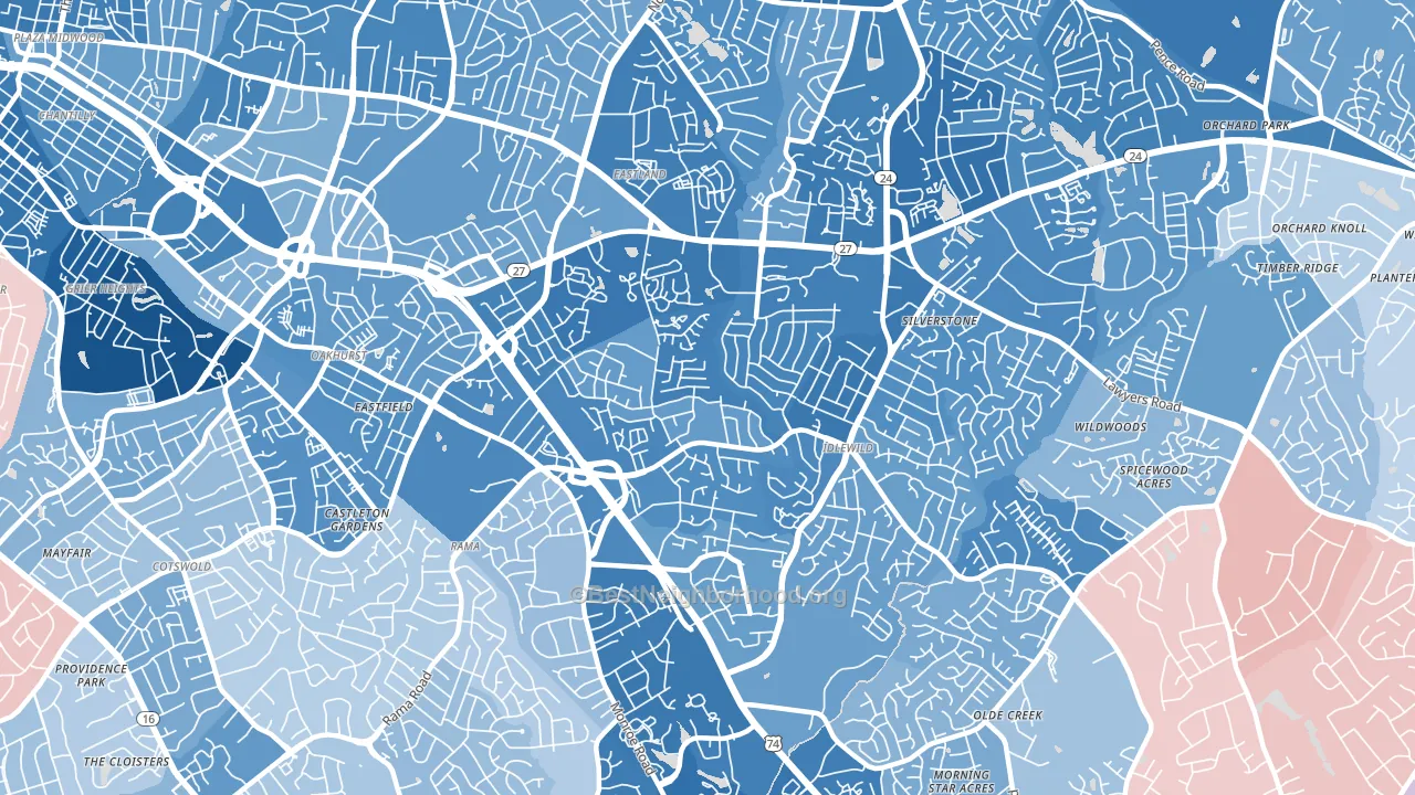 28212, NC block-group political-lean map